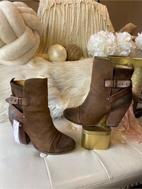 Rag & Bone "Kinsey" ankle booties in waxed brown suede